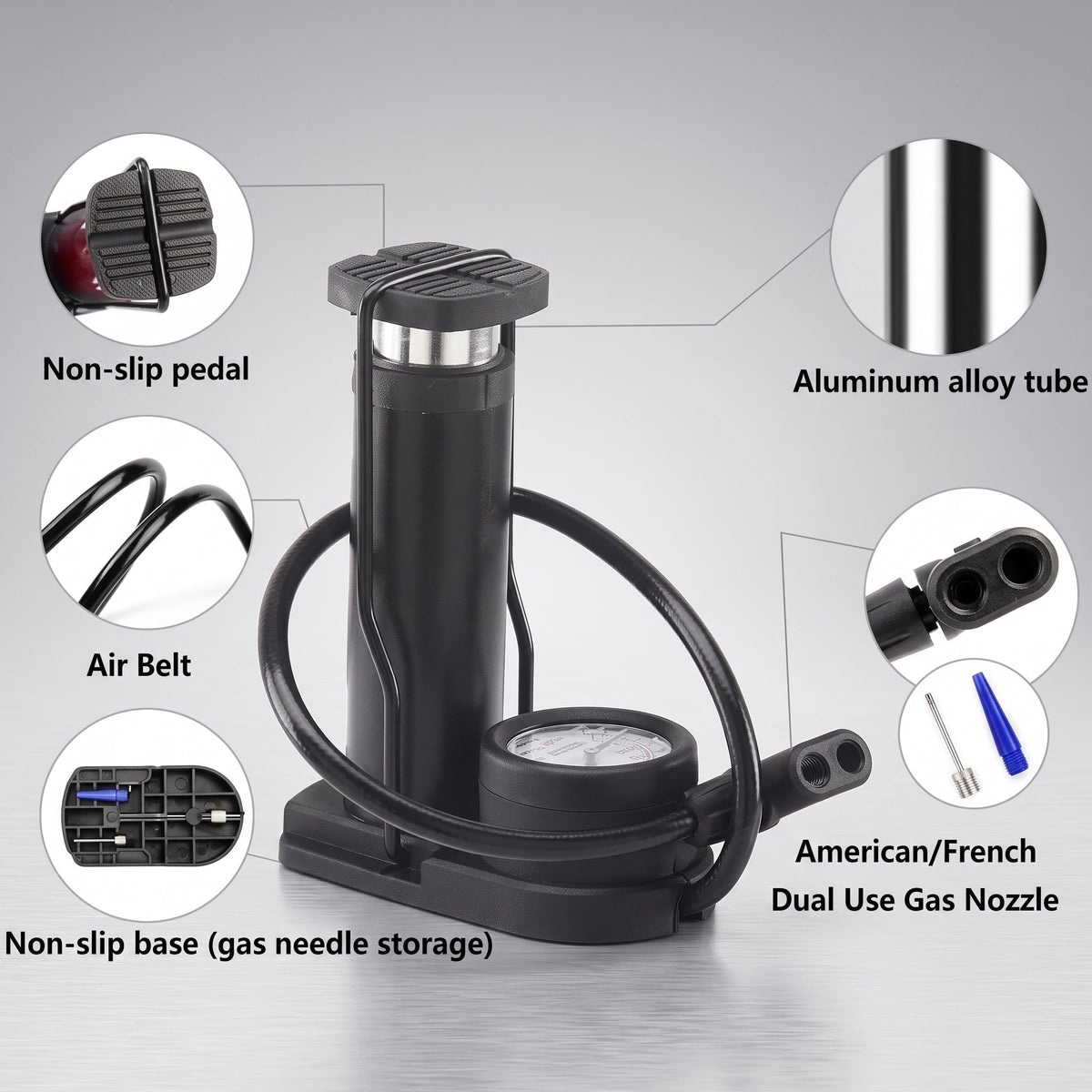 Portable High-Pressure Foot Air Pump – Multi-Purpose Bicycle, Motorcycle & Ball Inflator
